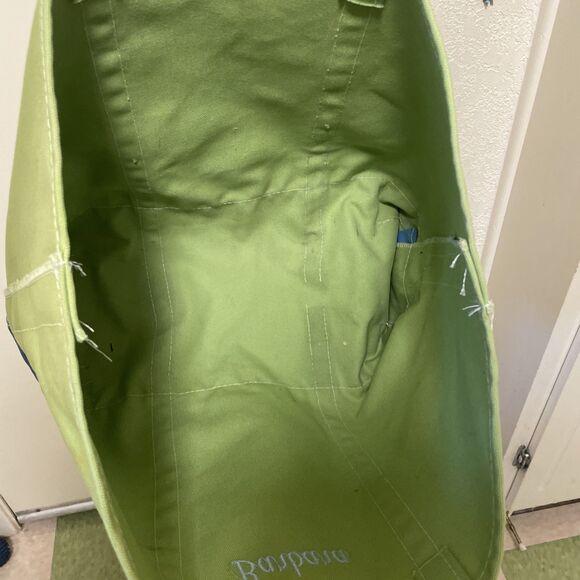 VTG 90’s LL BEAN Boat And Tote Large Made In USA  Stiff Green Blue Canvas - Picture 7 of 12